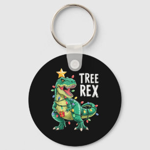 Dinosaur Christmas Tree Rex Pajamas Men Boys Xmas Key Ring