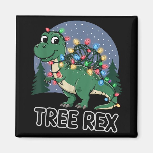 Dinosaur Christmas Tree Rex Pajamas Men Boys Xmas  Magnet (Front)