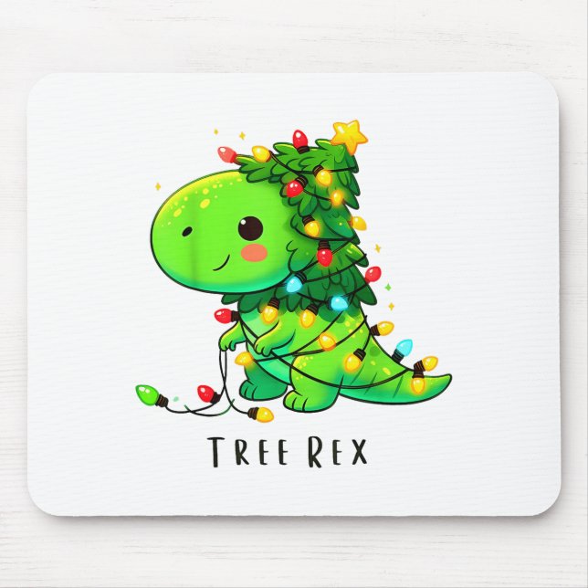 Dinosaur Christmas Tree Rex Pajamas Men Boys Xmas  Mouse Pad (Front)