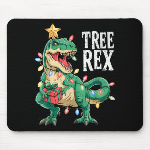 Dinosaur Christmas Tree Rex Pajamas Men Boys Xmas Mouse Pad