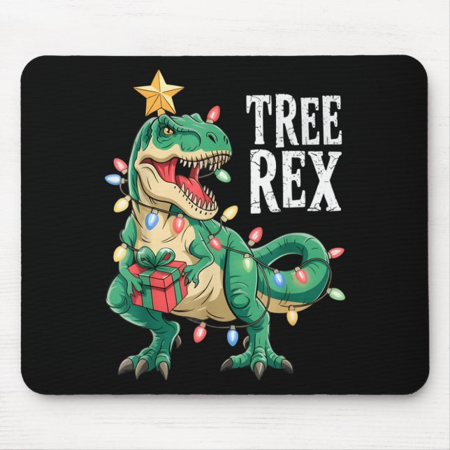 Dinosaur Christmas Tree Rex Pajamas Men Boys Xmas  Mouse Pad (Front)