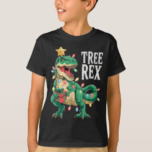 Dinosaur Christmas Tree Rex Pajamas Men Boys Xmas  T-Shirt