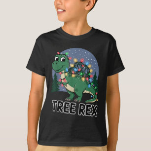 Dinosaur Christmas Tree Rex Pajamas Men Boys Xmas  T-Shirt