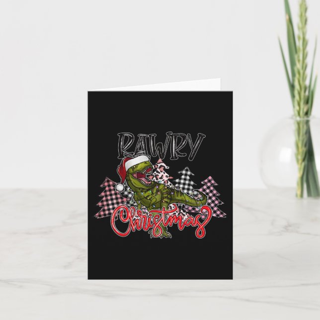 Dinosaur Christmas Tree Rex Pyjamas Men Boys Xmas  Card (Front)
