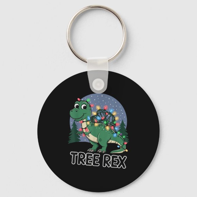 Dinosaur Christmas Tree Rex Pyjamas Men Boys Xmas  Key Ring (Front)