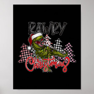 Dinosaur Christmas Tree Rex Pyjamas Men Boys Xmas  Poster