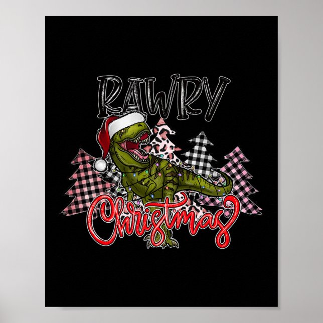 Dinosaur Christmas Tree Rex Pyjamas Men Boys Xmas  Poster (Front)