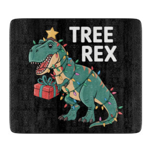 Dinosaur Christmas Tree Rex Pyjamas Xmas Lights Cutting Board