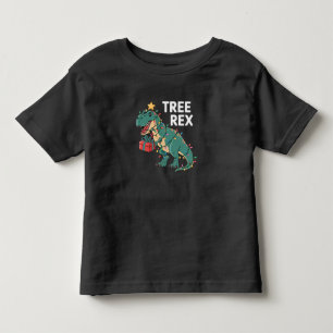 Dinosaur Christmas Tree Rex Pyjamas Xmas Lights  Toddler T-Shirt