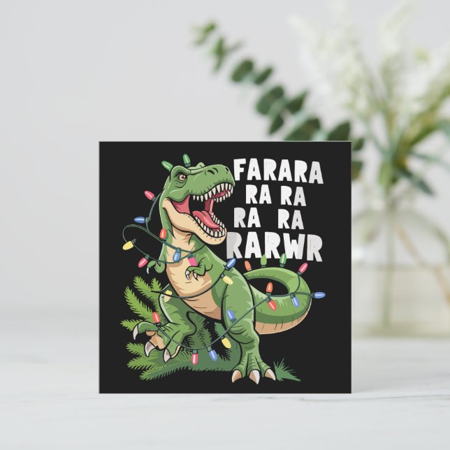 Dinosaur Christmas Tree Rex Xmas Gifts  Holiday Card (Standing Front)