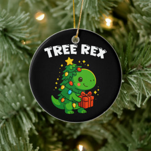 Dinosaur Christmas Tree T-Rex Cute Dino Xmas Party Ceramic Ornament