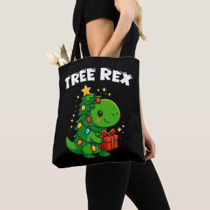 Dinosaur Christmas Tree T-Rex Cute Dino Xmas Party Tote Bag