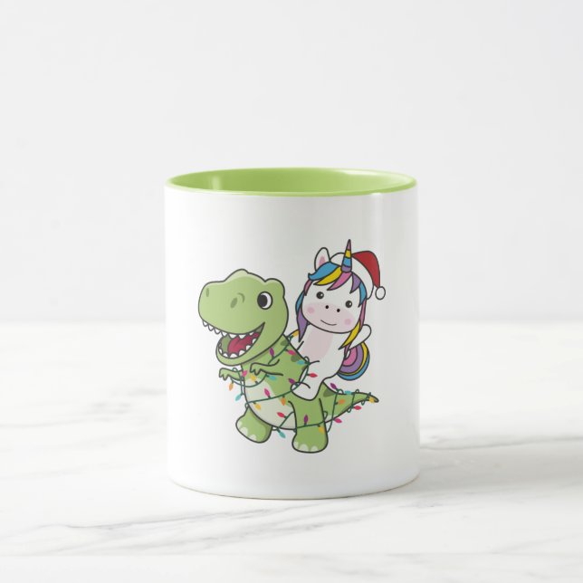 Dinosaur Christmas Unicorn Winter T-Rex Dino Adult Mug (Center)