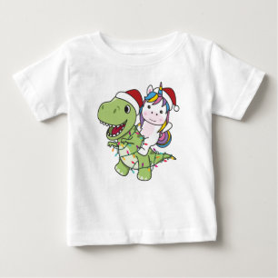 Dinosaur Christmas Unicorn Winter T-Rex Dino Baby T-Shirt