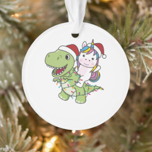 Dinosaur Christmas Unicorn Winter T-Rex Dino Ornament