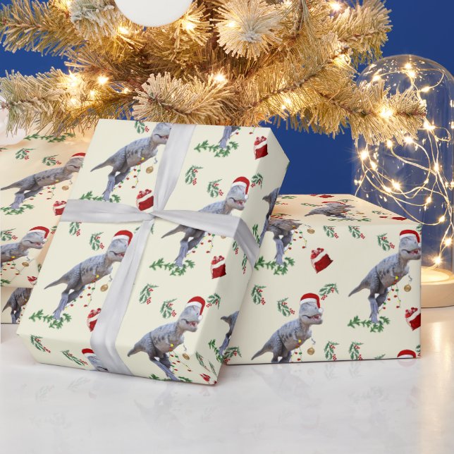 Dinosaur Christmas Wrapping Paper Roll (Holidays)