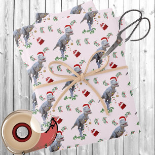 Dinosaur Christmas Wrapping Paper Sheets 