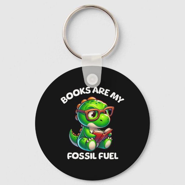 Dinosaur Ck To School Reading Books Funny Quote  Key Ring (Front)