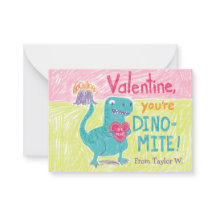 Dinosaur Classroom Valentine Note Card