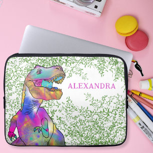Dinosaur Colorful T Rex Girls Name Laptop Sleeve