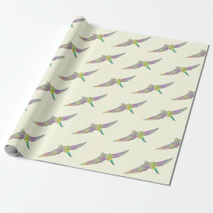 Dinosaur colourful pterodactyl pattern wrapping paper