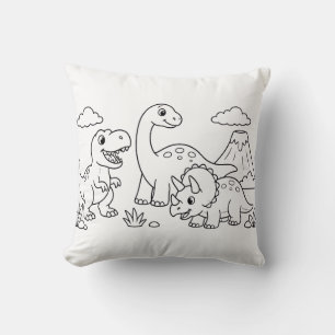 Dinosaur Colouring Book Pillow Kids Room Decor