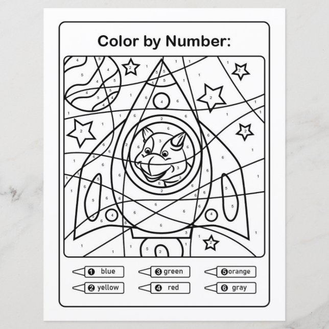 Dinosaur Colouring Page by number - Dino Astronaut (Front)