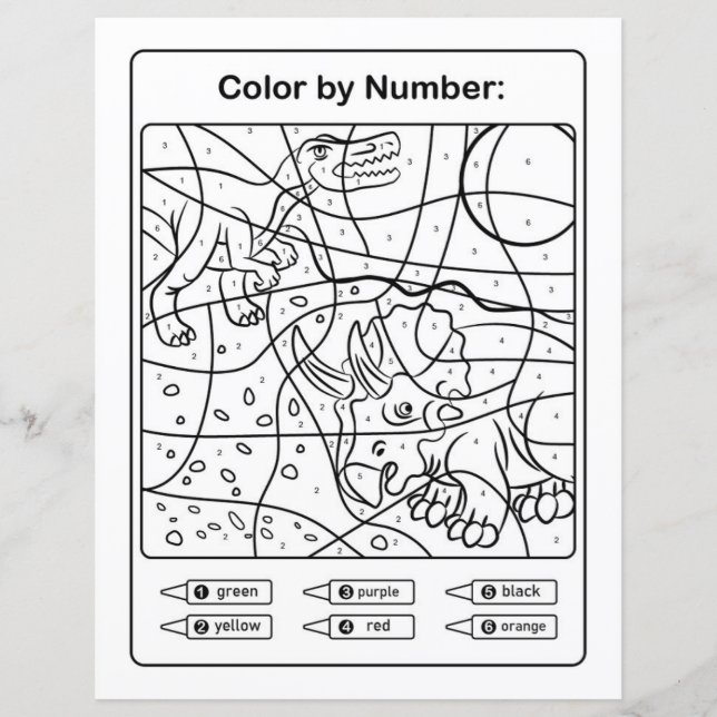 Dinosaur Colouring Page by number - Two Dinos (Front)