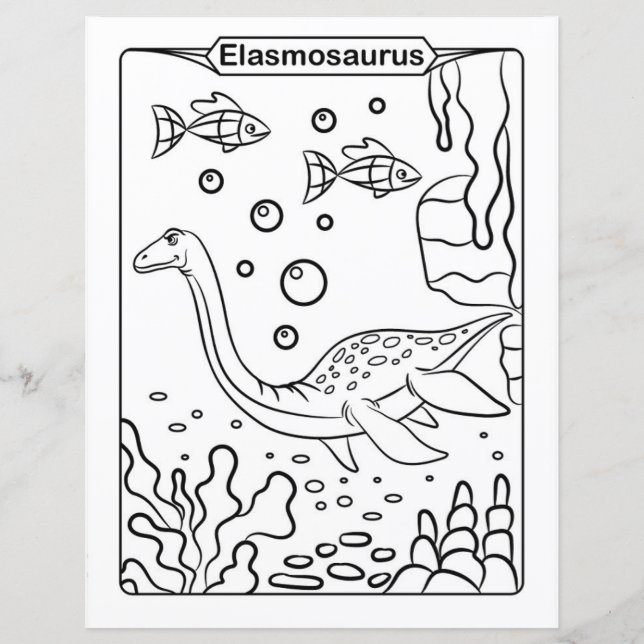 Dinosaur Colouring Page - Elasmosaurus (Front)
