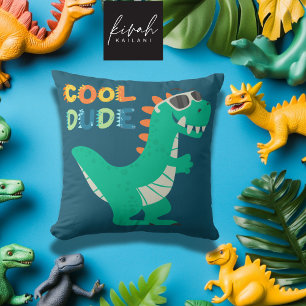 Dinosaur Cool Dude Cartoon Boy Nursery Room Decor Cushion
