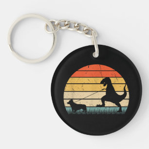 Dinosaur Corgi Dog Breed Silhouette Vintage Key Ring