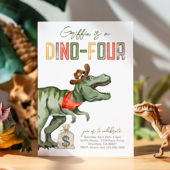 Dinosaur Cowboy 4th Birthday Invitation  (Creator Uploaded)
