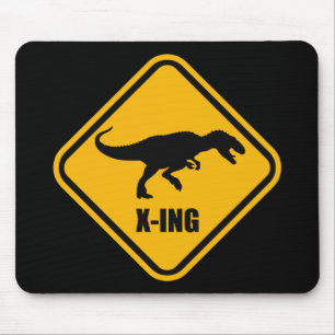 Dinosaur Crossing Street Sign T Rex Mouse Pad
