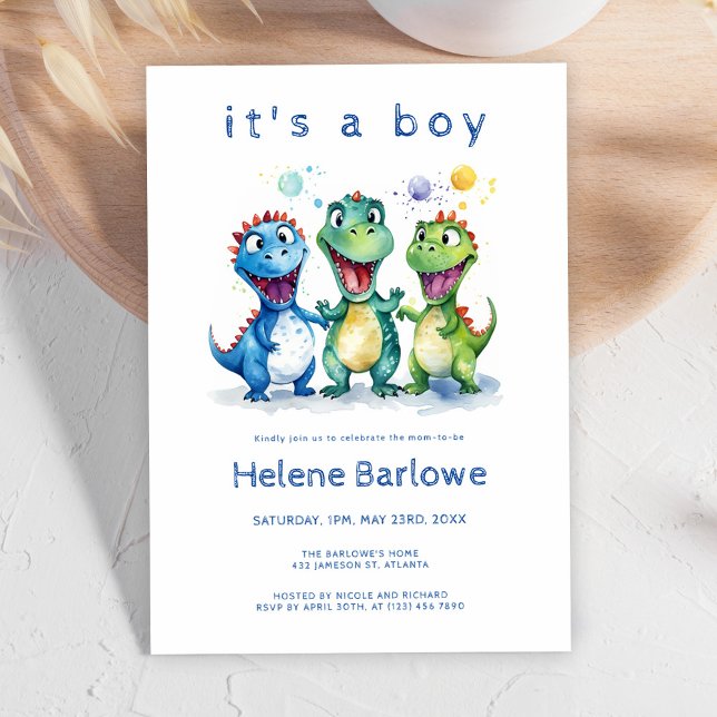 Dinosaur Cute Baby Shower Invitation (Dinosaur Cute Baby Shower Invitation)