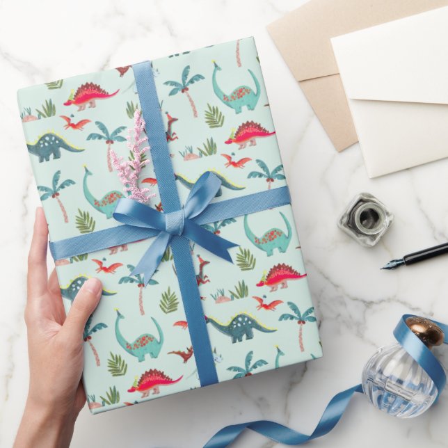 Dinosaur Cute Colourful Kids Wrapping Paper (Gifting)
