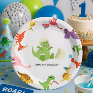 Dinosaur / Cute Dino Boy Birthday Paper Plate