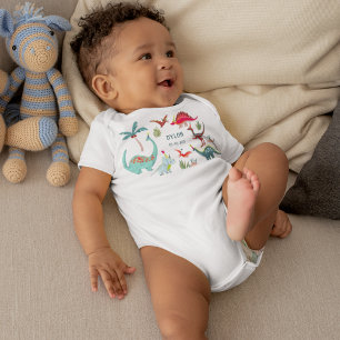 Dinosaur Cute Dino boy Name Baby Bodysuit