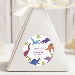 Dinosaur Cute Dino Kid Birthday Party Favour Classic Round Sticker