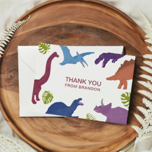 Dinosaur Cute Dino Kid Birthday Party Thank You Card