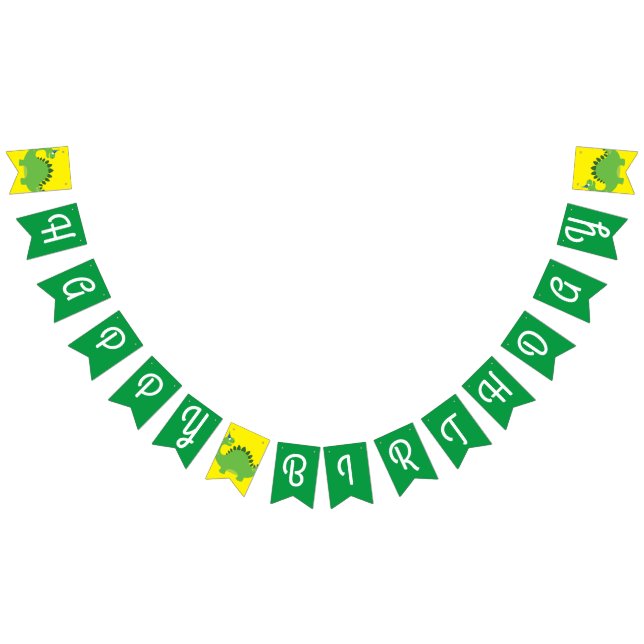 Dinosaur Cute Happy Birthday Bunting Banner (All)