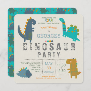 Dinosaur cute modern Birthday Party Invitation