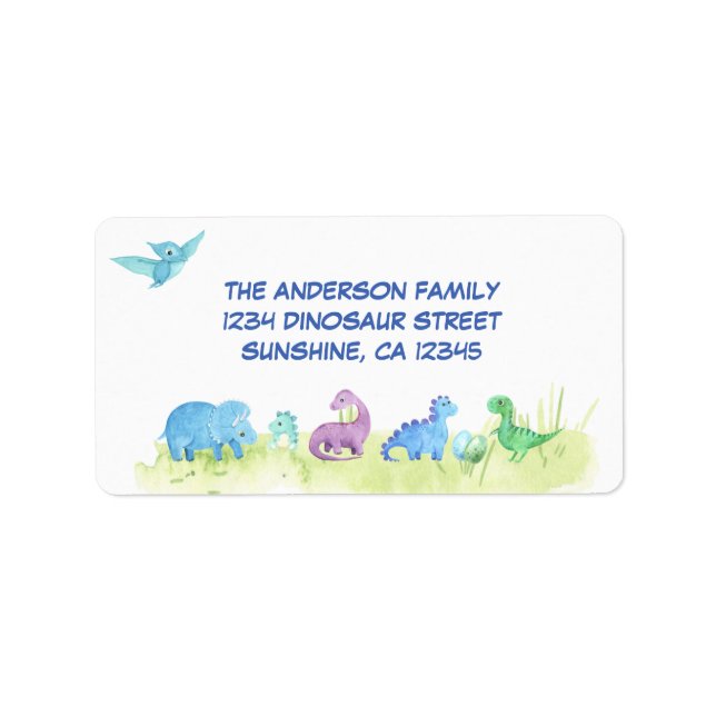Dinosaur Cute Party Return Address Label (Front)