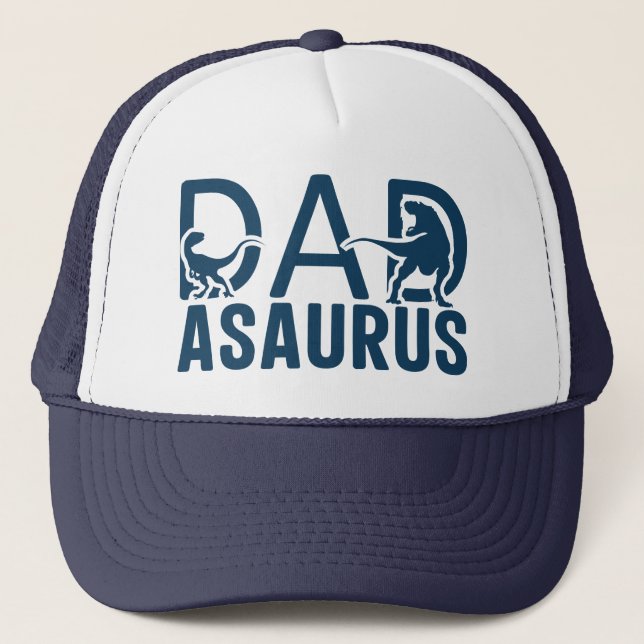 Dinosaur Dad Dad Asaurus Dino Lover T Rex Dad Dino Trucker Hat (Front)