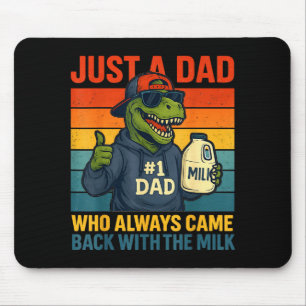 Dinosaur Dad Retro Milk Joke Funny Father's Day Mouse Pad
