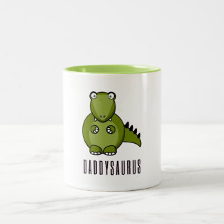 Dinosaur Daddysaurus Daddy Fathers Day Family Gift Two-Tone Coffee Mug