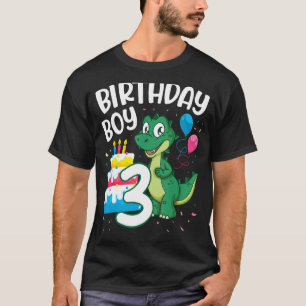 Dinosaur Dance Balloons Cake Happy Birthday 3 Year T-Shirt