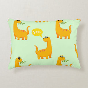 Dinosaur Delight: Kids' Bright Pattern. Decorative Cushion