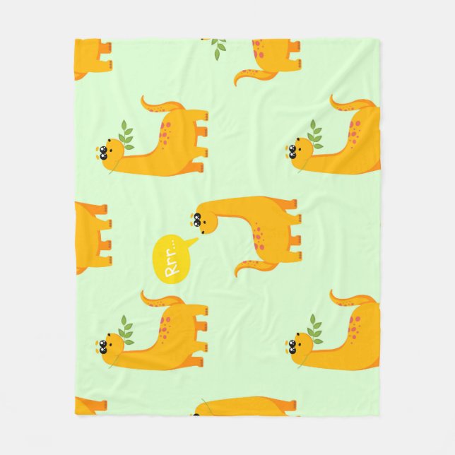 Dinosaur Delight: Kids' Bright Pattern. Fleece Blanket (Front)