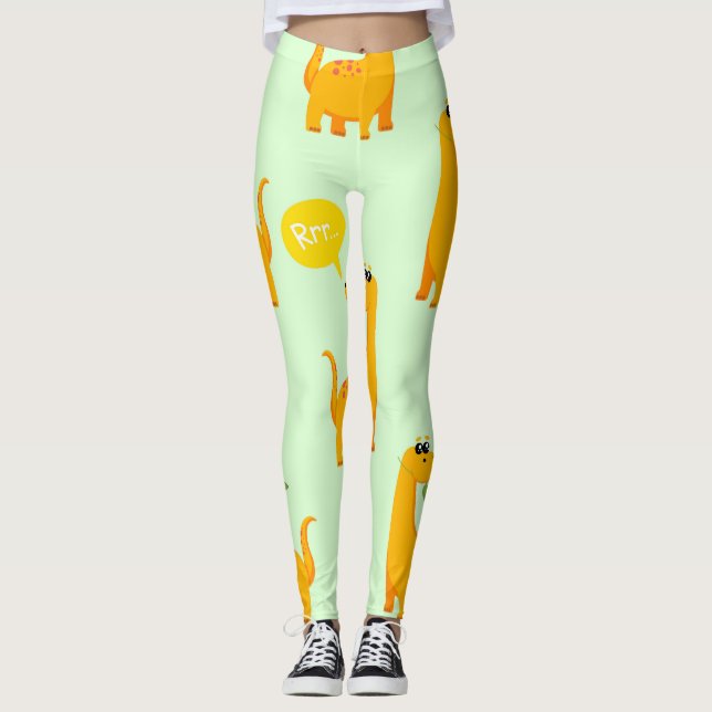 Dinosaur Delight: Kids' Bright Pattern. Leggings (Front)
