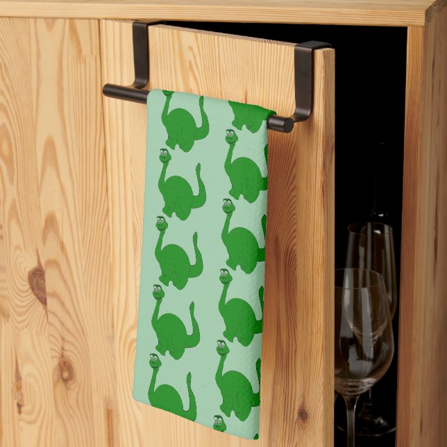 Dinosaur Design Any Colour Background Tea Towel (Thirds Fold)
